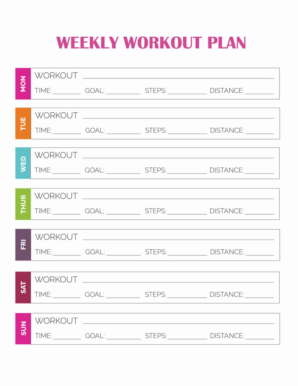 Weekly Workout Plan for Men and Women Freebie Finding Mom