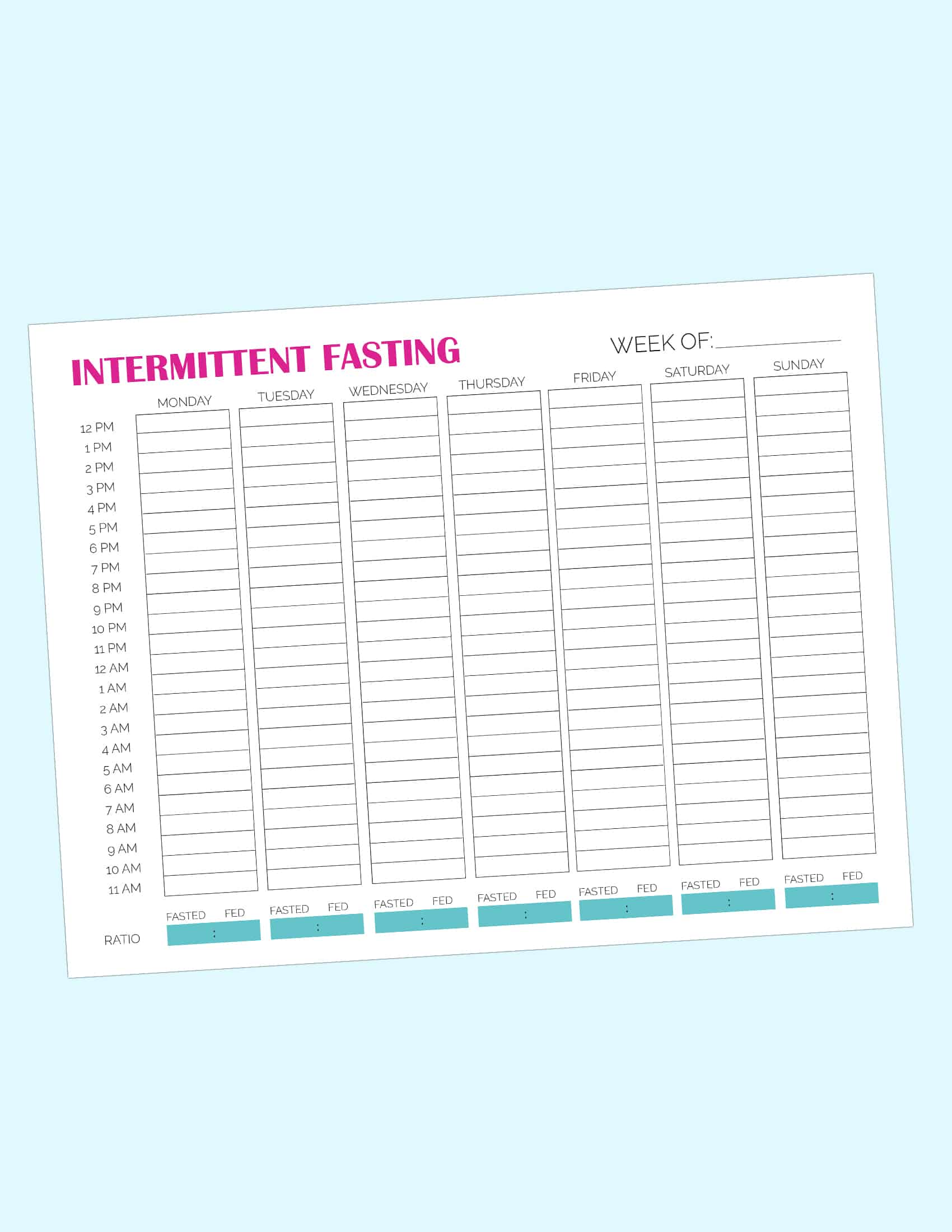 Printable Intermittent Fasting Schedule Freebie Finding Mom