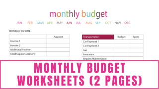 Printable Monthly Grocery Budget Template