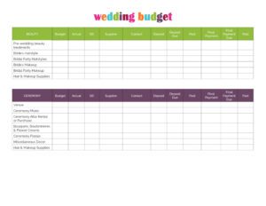 Printable Wedding Budget Checklist Template