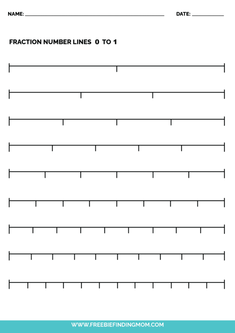 4 Free Printable Fractions Number Line PDFs - Freebie Finding Mom