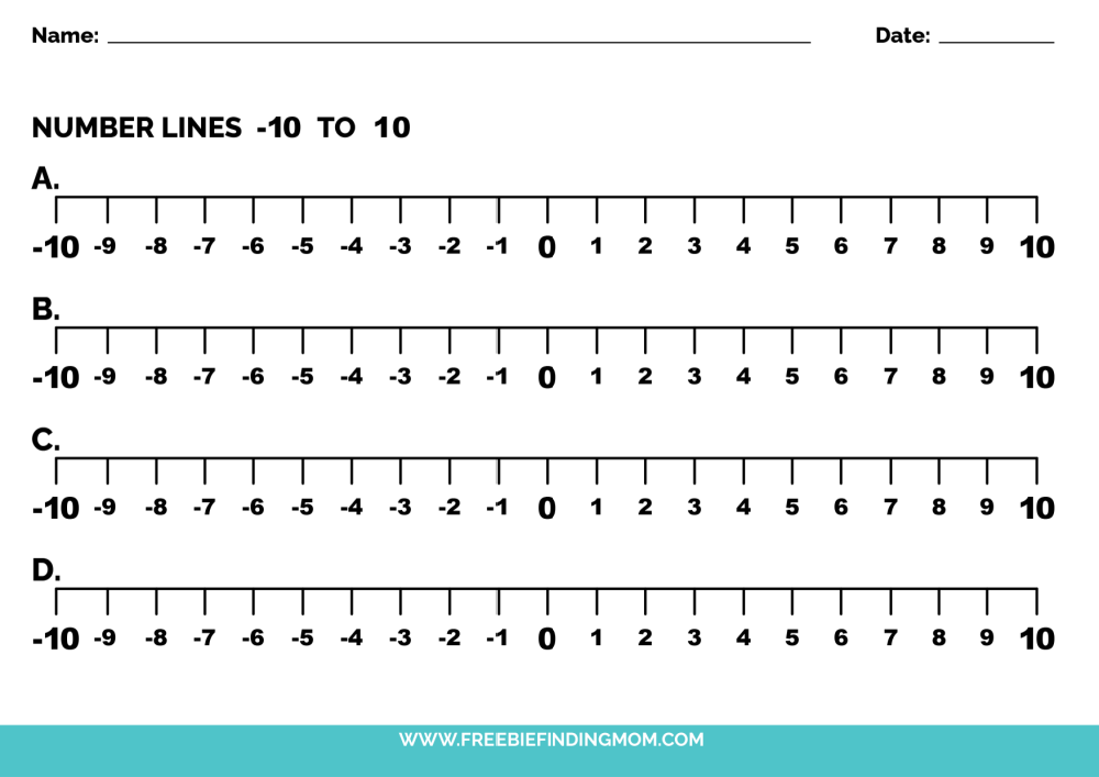 Number Line Negative And Positive Free Printable Paper Number Line 