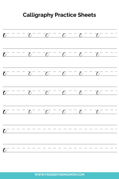 free printable beginner calligraphy lowercase C practice sheet PDF