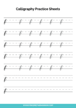 Free Printable Calligraphy Practice Sheets for Beginner: Lowercase F