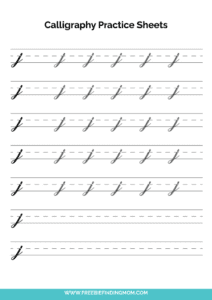 Free Beginner Calligraphy Practice - Free Printable Beginner Calligraphy Lowercase J Practice Sheet PDF 2 212x300 