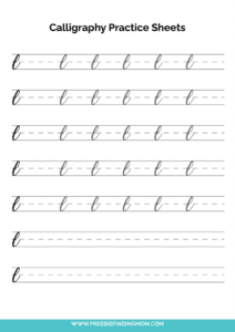 Free Printable Calligraphy Practice Sheets for Beginner: Lowercase L