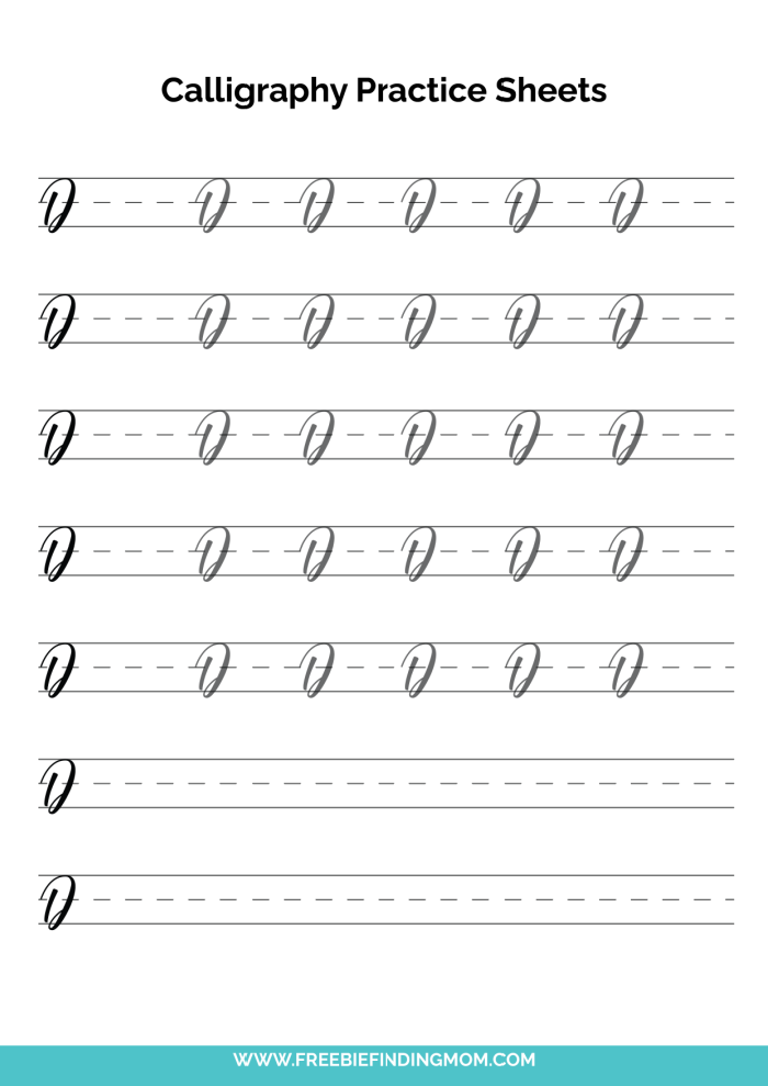 Free Calligraphy Practice Sheets Printable for Beginners Capital D