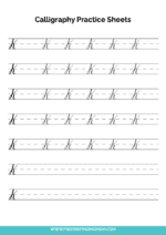 Free Calligraphy Practice Sheets Printable for Beginners: Capital K