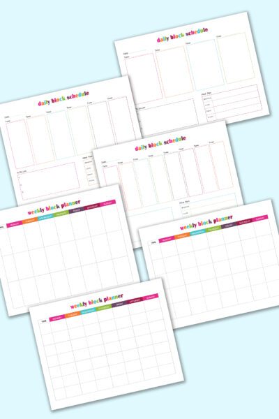 Printable Daily and Weekly Block Schedule Templates for Moms