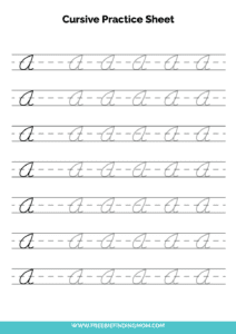 Free Printable Cursive Writing Practice Sheets PDF Downloads