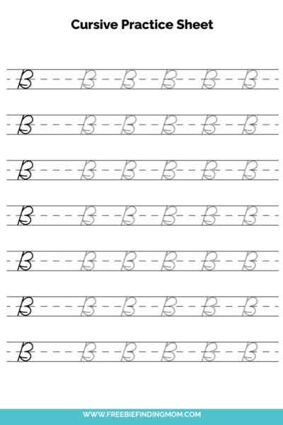 Free Printable Capital Cursive Letter B Practice Sheet PDF