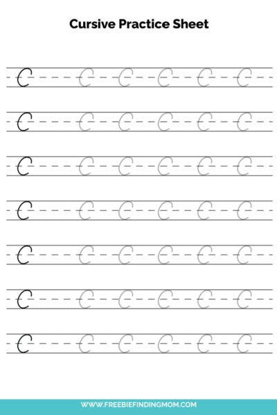 Free Printable Capital Cursive Letter C Practice Sheet PDF