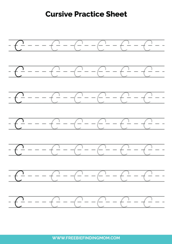 Free Printable Cursive Alphabet Practice Sheets Capital C