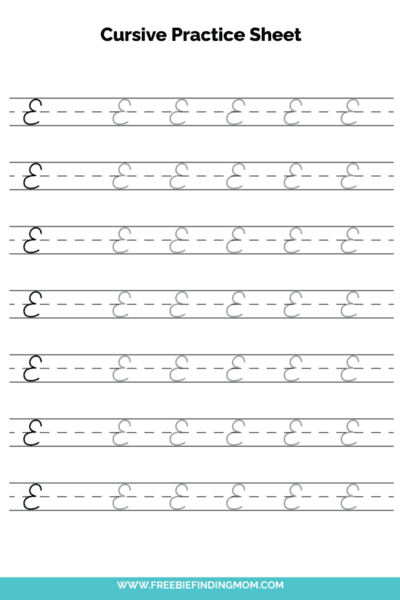 Free Printable Capital Cursive Letter E Practice Sheet PDF