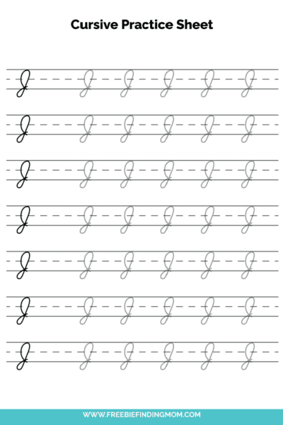 Free Printable Capital Cursive Letter J Practice Sheet PDF