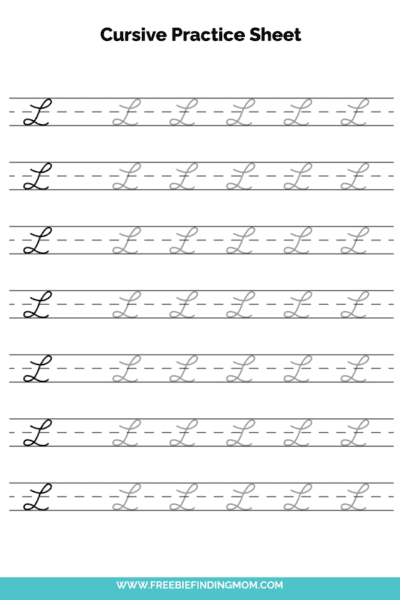 Free Printable Capital Cursive Letter L Practice Sheet PDF