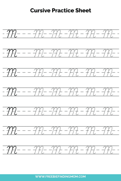 Free Printable Capital Cursive Letter M Practice Sheet PDF