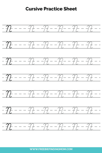Free Printable Capital Cursive Letter N Practice Sheet PDF