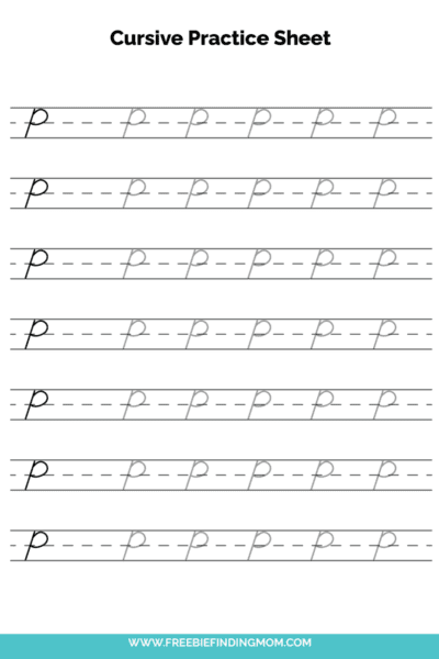 Free Printable Capital Cursive Letter P Practice Sheet PDF