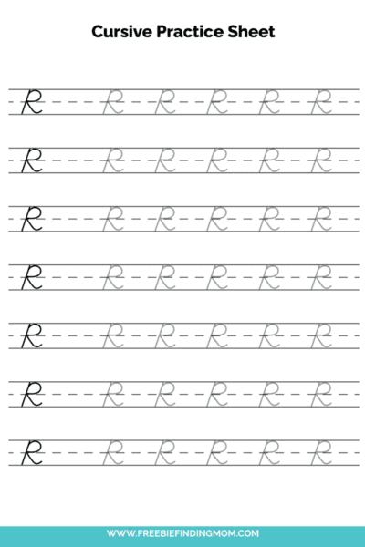 Free Printable Capital Cursive Letter R Practice Sheet PDF