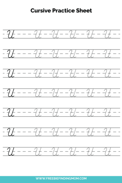 Free Printable Capital Cursive Letter U Practice Sheet PDF