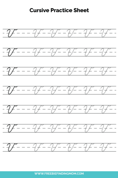 Free Printable Capital Cursive Letter V Practice Sheet PDF