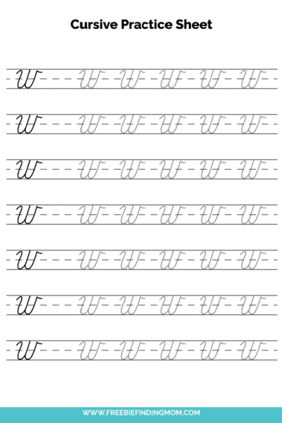Free Printable Capital Cursive Letter W Practice Sheet PDF