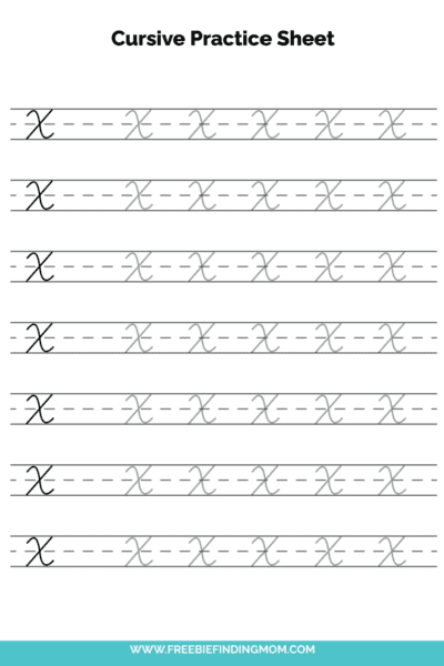 Free Printable Capital Cursive Letter X Practice Sheet PDF