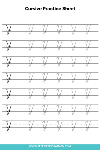 Free Printable Capital Cursive Letter Y Practice Sheet PDF