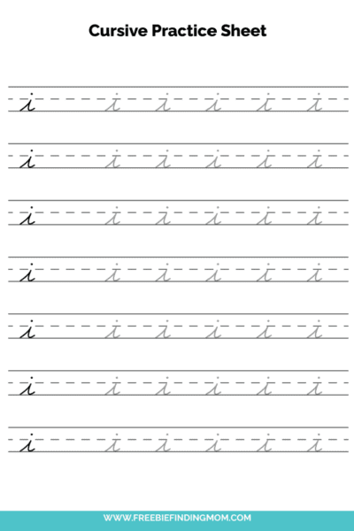 Free Printable Lowercase Cursive Letter I Practice Sheet PDF