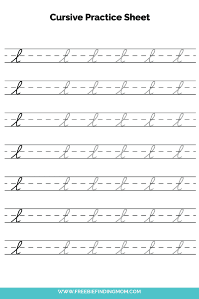 Free Printable Lowercase Cursive Letter L Practice Sheet PDF