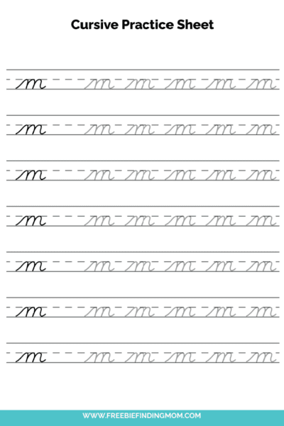 Free Printable Lowercase Cursive Letter M Practice Sheet PDF