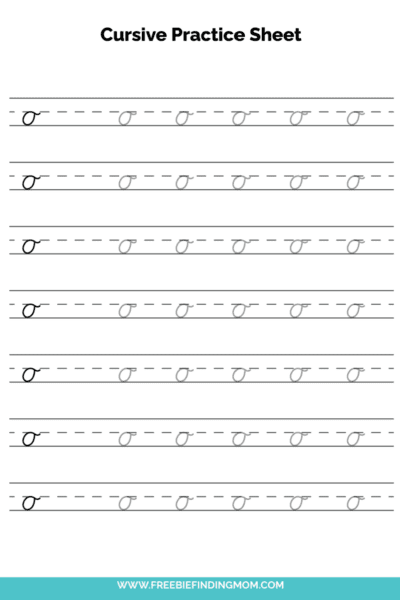 Free Printable Lowercase Cursive Letter O Practice Sheet PDF