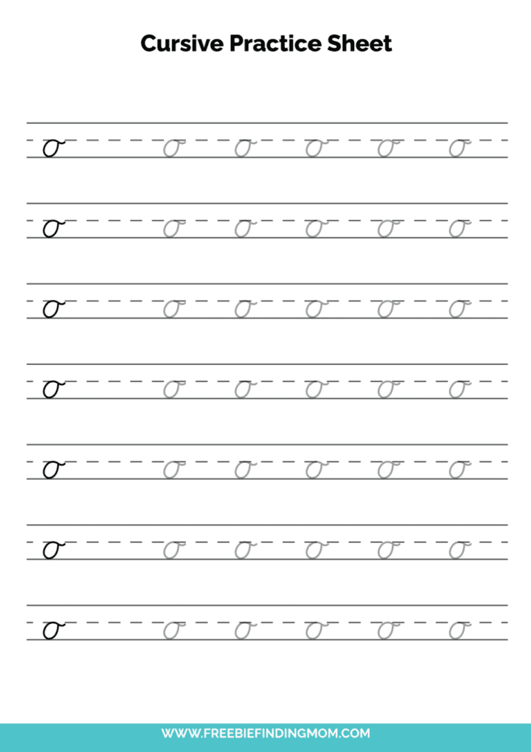 Free Printable Cursive Alphabet Practice Sheets Lowercase O