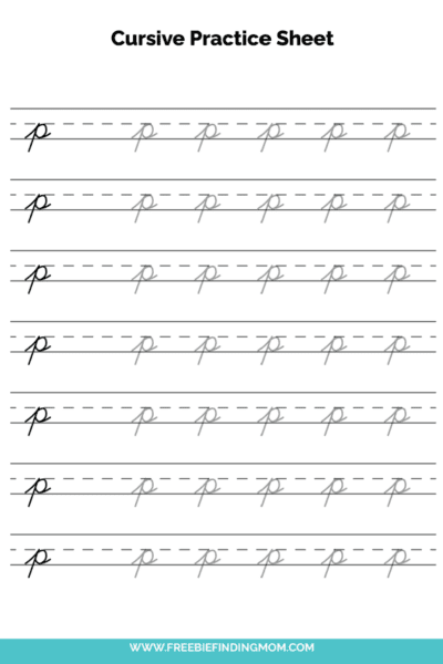 Free Printable Lowercase Cursive Letter P Practice Sheet PDF