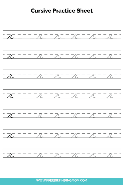 Free Printable Lowercase Cursive Letter R Practice Sheet PDF