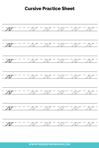 Free Printable Lowercase Cursive Letter V Practice Sheet PDF