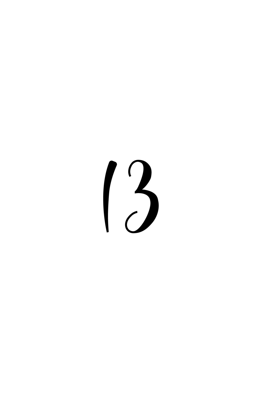 Free Cursive Number 13 Printable