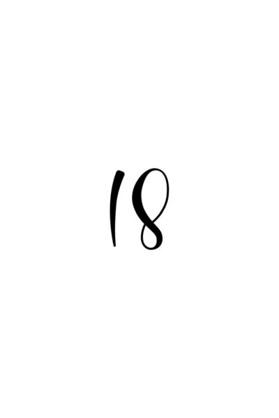 Free Cursive Number 18 Printable