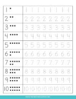 Printable Tracing Numbers Worksheets 1 to 20