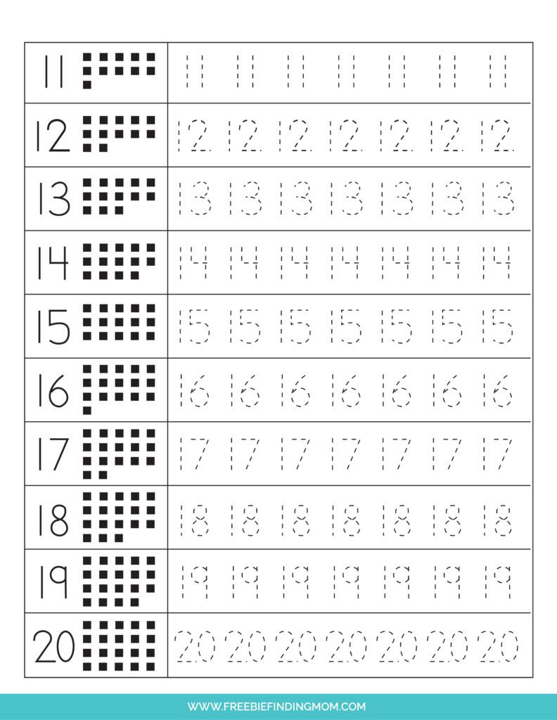 4 Free Number Tracing Worksheets 1 20 PDF Downloads Freebie Finding Mom