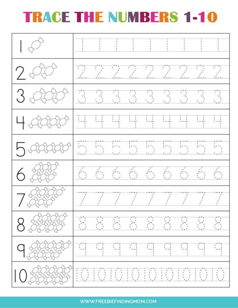 3 Free Preschool Number Worksheets 1 10