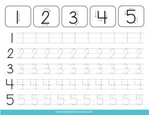 Printable Tracing Numbers Worksheets 1 to 20
