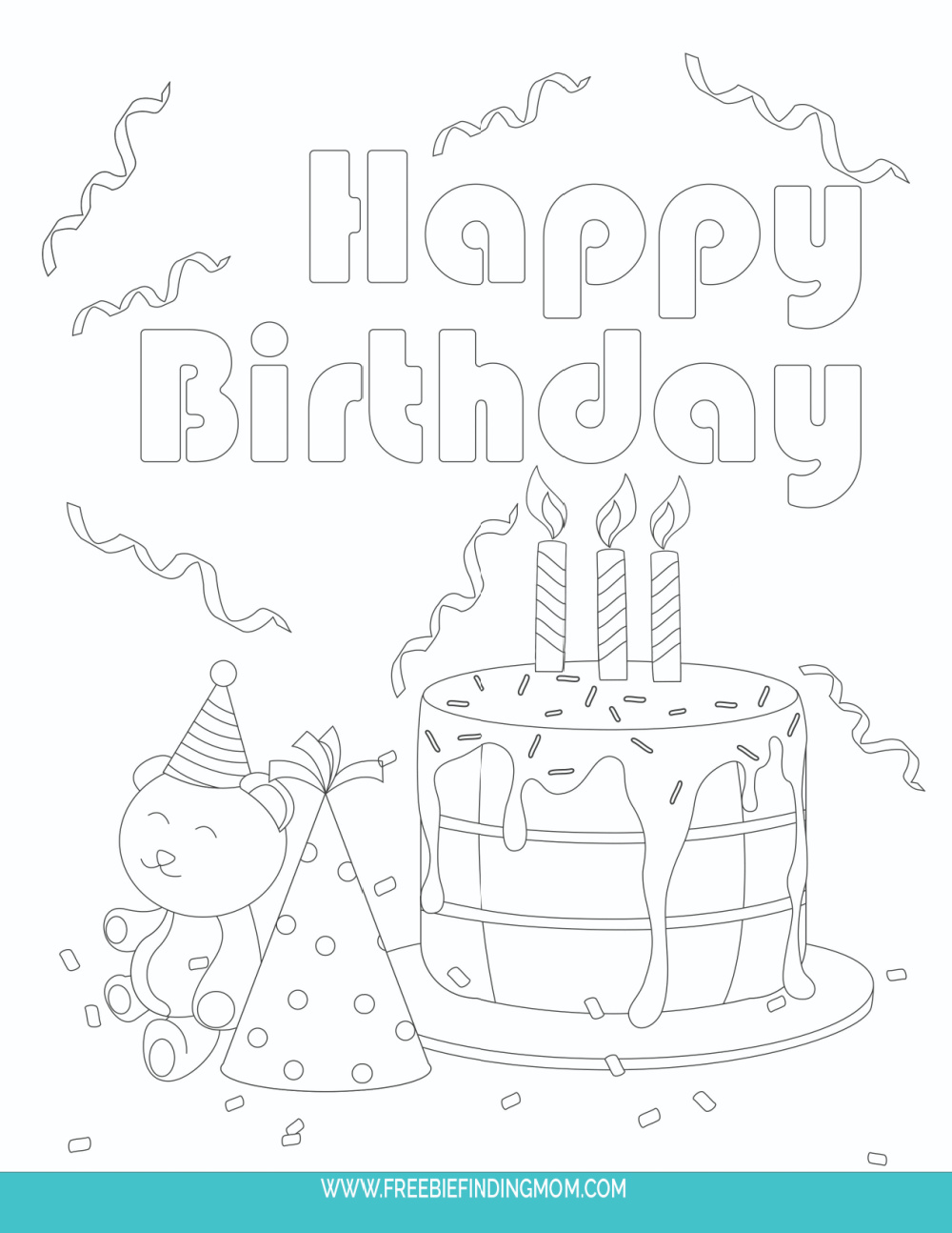 Free Cute Happy Birthday Shapes - Free Cute Happy Birthday Color Page Printable 1