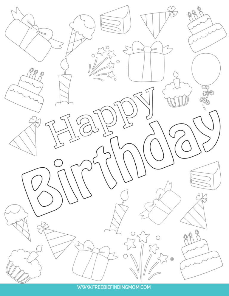 3 Free Cute Happy Birthday Coloring Pages (Printable PDFs) - Freebie ...