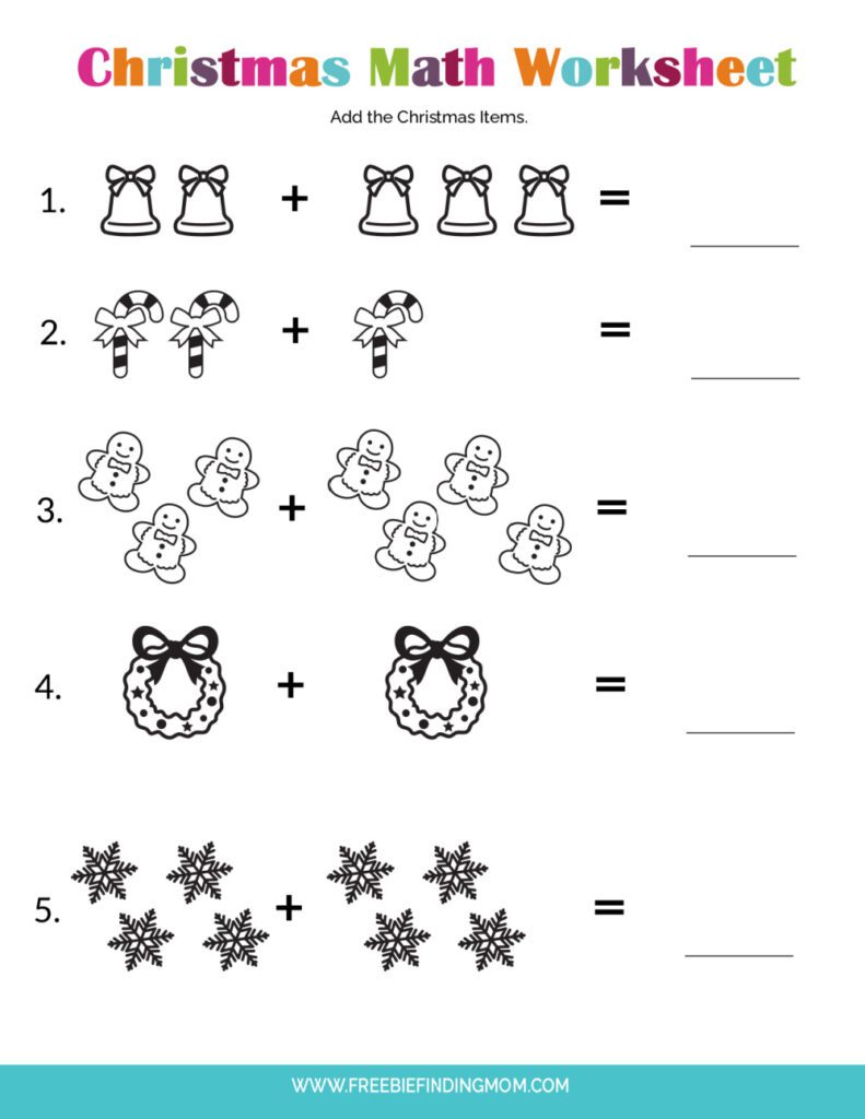 Free Christmas Math Worksheets For Kindergarten PDF Downloads 