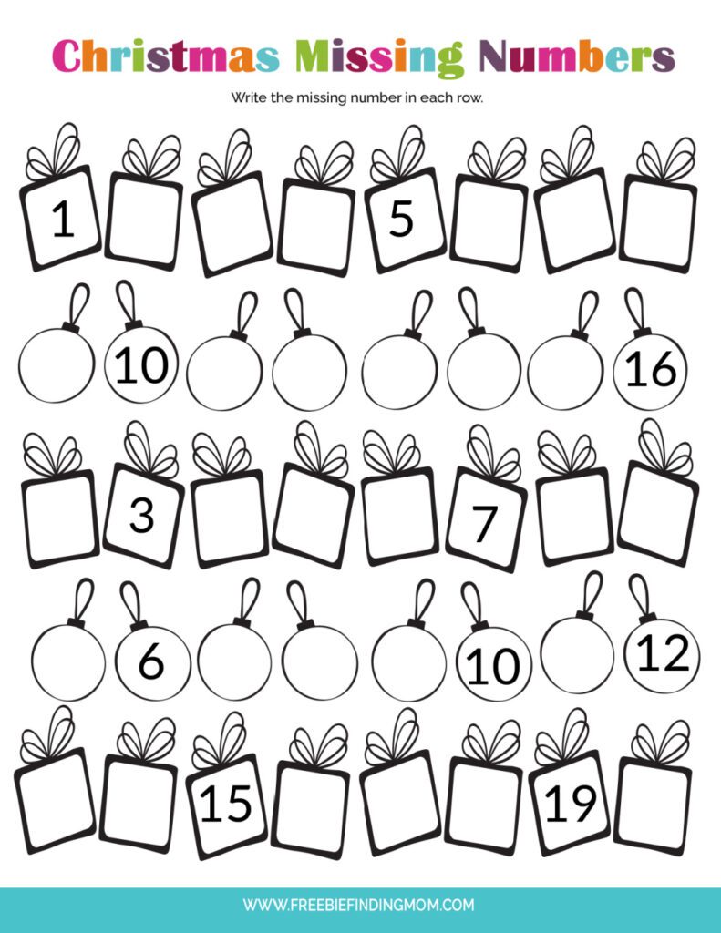 Free Christmas Math Worksheets For Kindergarten PDF Downloads 