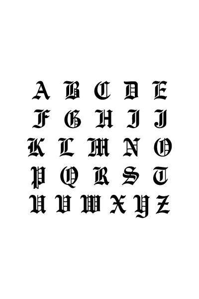 Old English Calligraphy Alphabet