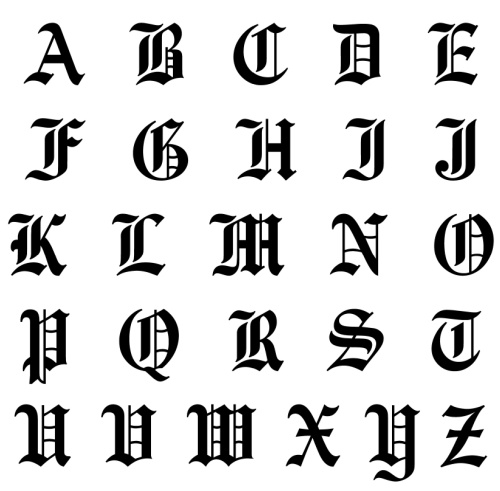 Free Printable Old English Calligraphy Alphabet Capital Letters 