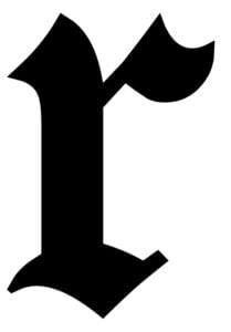 Free Printable Alphabet Letters: Old English Calligraphy Lowercase R